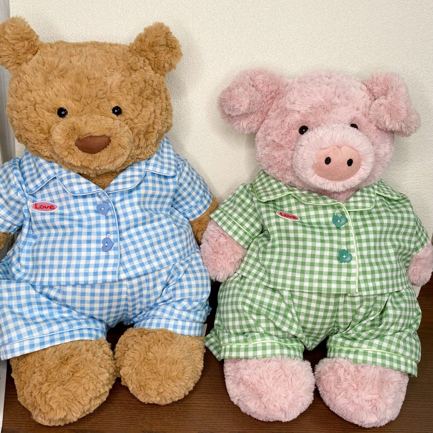 Cute Plaid Cartoon Pajama Set for Plush Bears (Clothing Only, Bear Not Included)