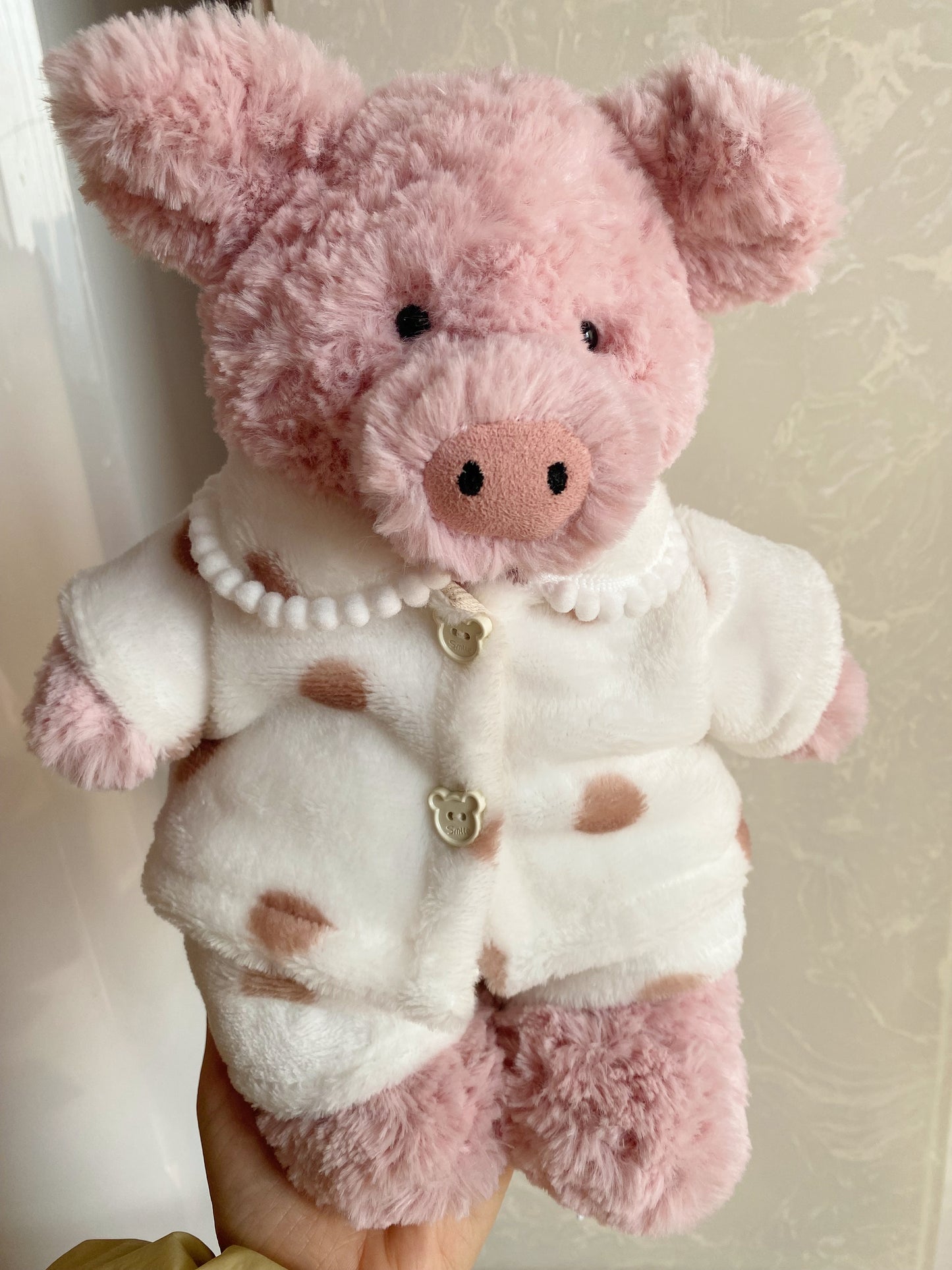 Handmade Teddy Bear Pajama Set with Brown Polka Dots & Bear Buttons | Cozy Plush Bear Clothes Only