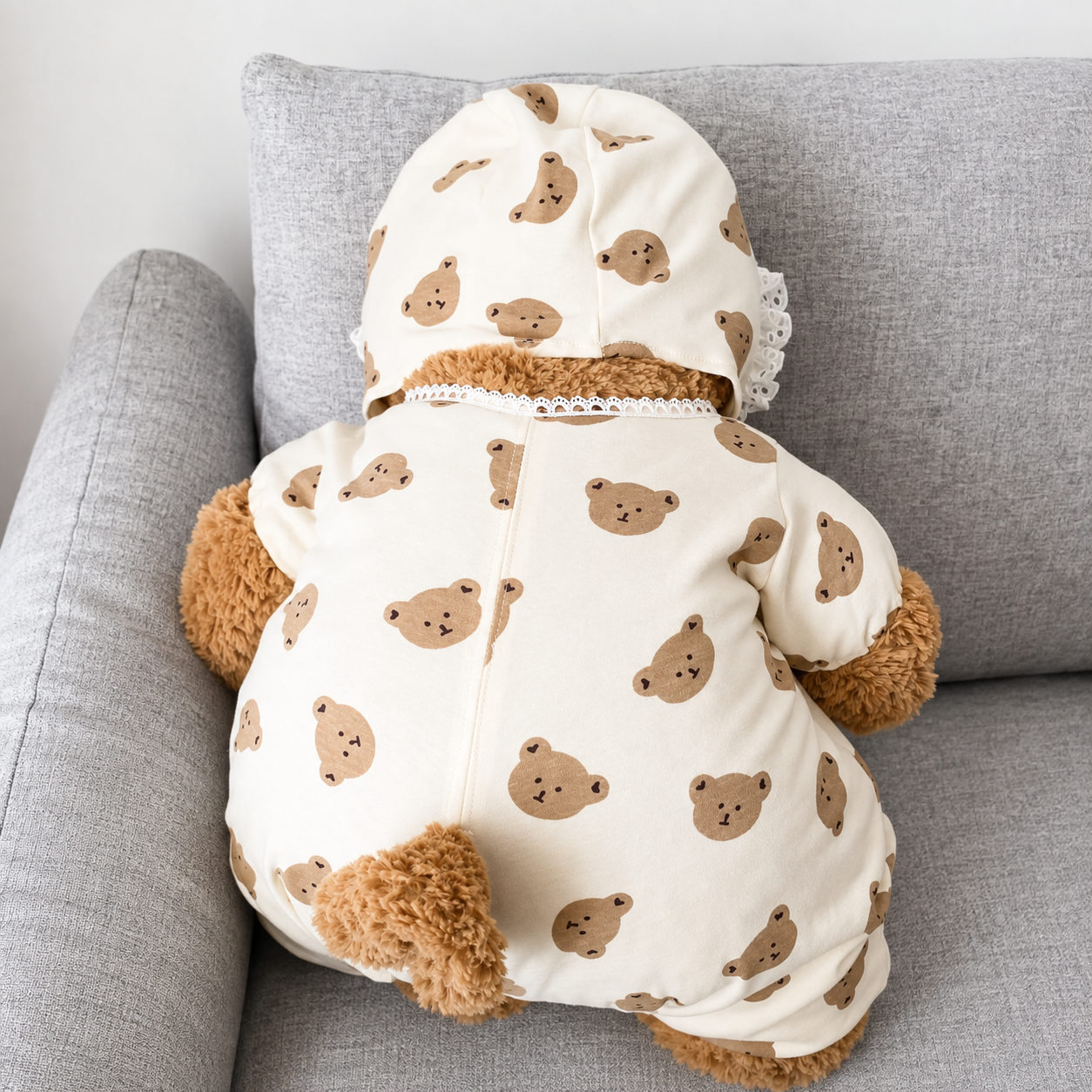 Handmade Cute Teddy Bear Baby Bonnet Romper Outfit (Clothing Only, Plush Toy Not Included)