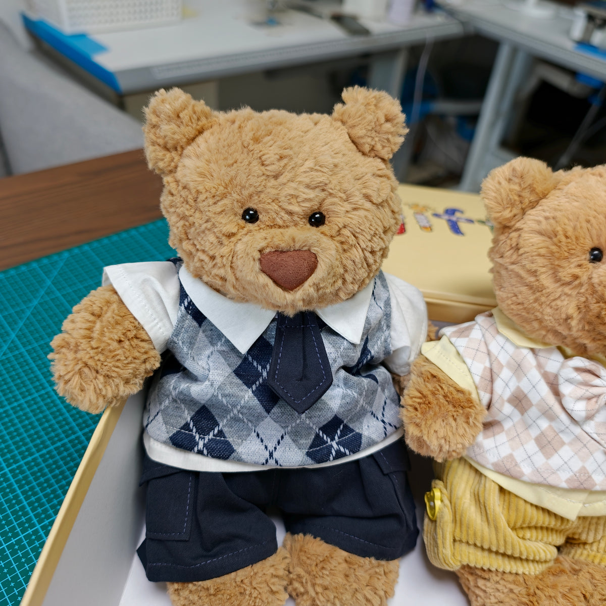 Handmade Cute Teddy Bear Academy Style 3-Piece Outfit Set (Clothing Only, Plush Toy Not Included)