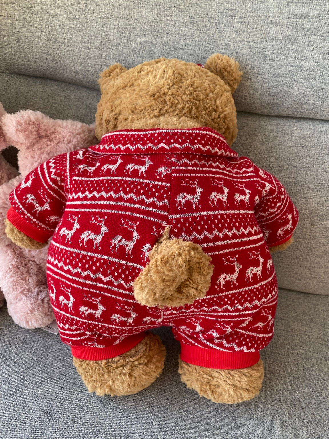 Handmade Christmas Red Knit Sweater Outfit for Teddy Bears | Cozy Holiday Plush Bear Clothes