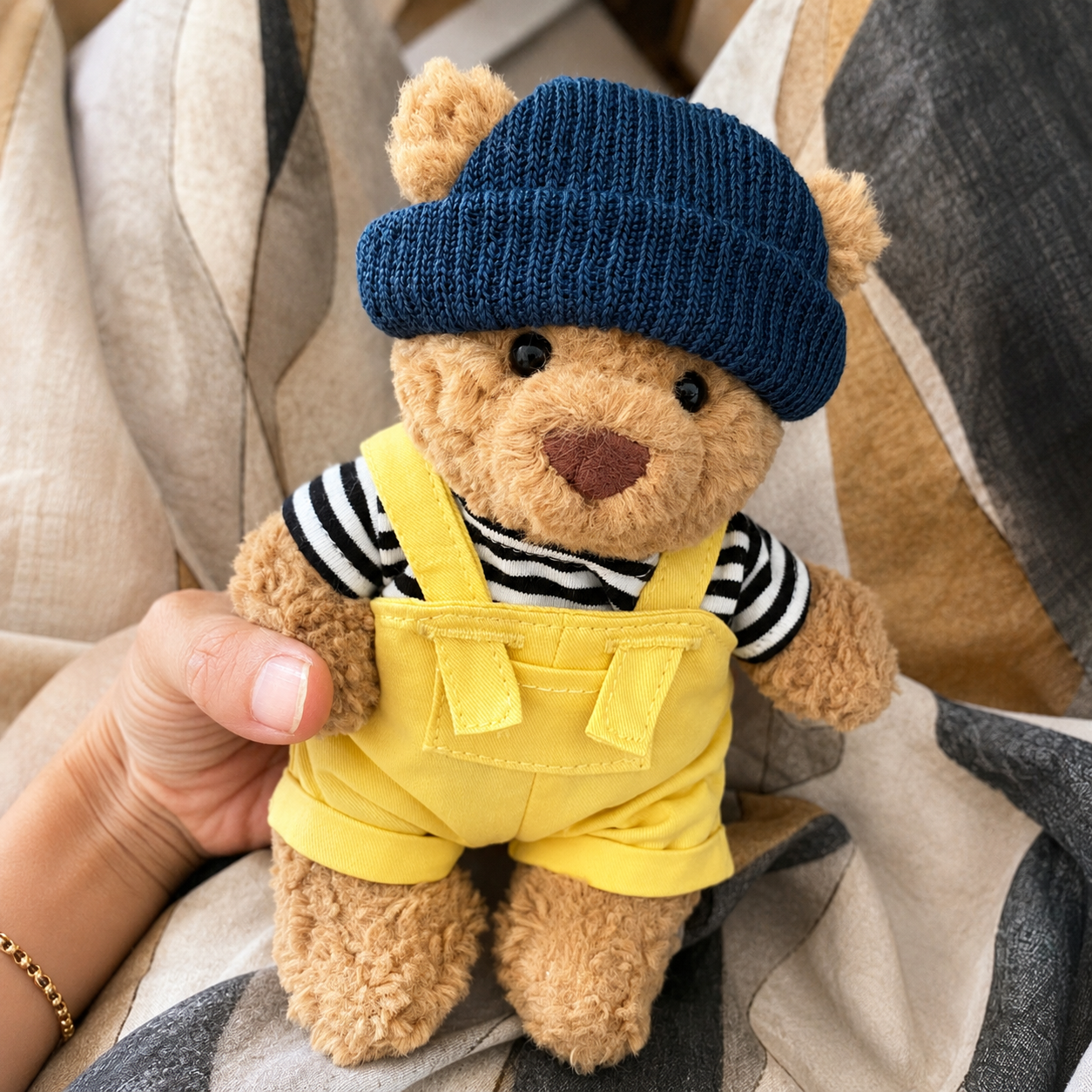 Handmade Cute Teddy Bear Sailor Outfit Set 3 Pieces, Sailor Top Pants & Hat (Clothes Only)