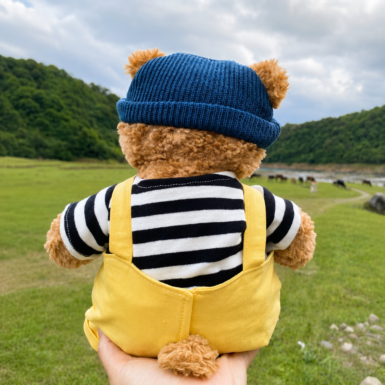 Handmade Cute Teddy Bear Sailor Outfit Set 3 Pieces, Sailor Top Pants & Hat (Clothes Only)