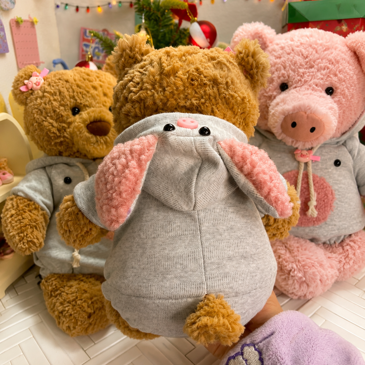 Cute Pig Plush Hoodie Jumpsuit Outfit – Handmade Stuffed Animal Clothes Only
