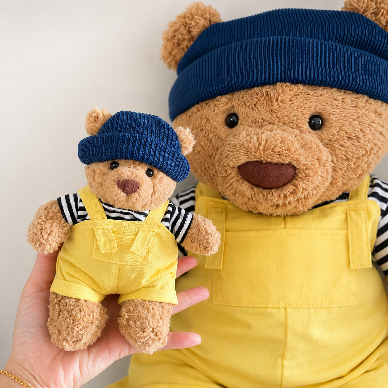 Handmade Cute Teddy Bear Sailor Outfit Set 3 Pieces, Sailor Top Pants & Hat (Clothes Only)