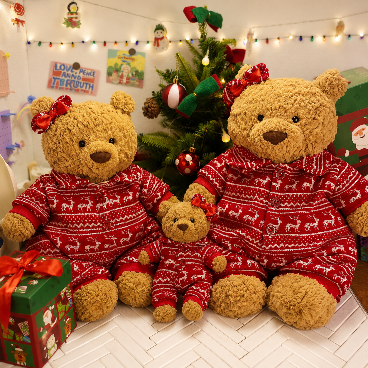 Handmade Christmas Red Knit Sweater Outfit for Teddy Bears | Cozy Holiday Plush Bear Clothes