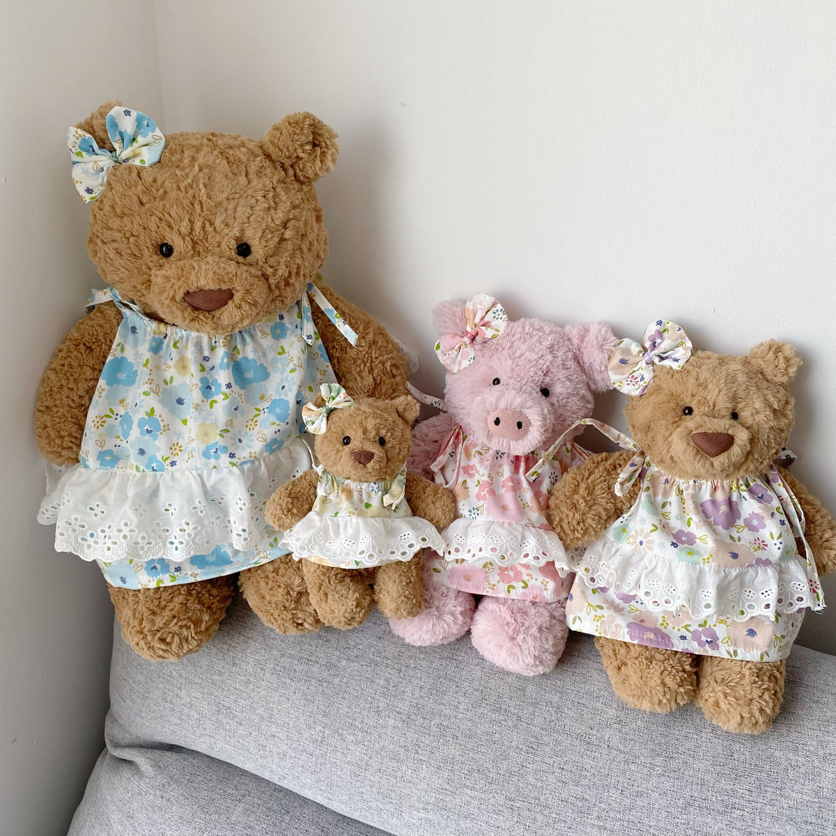 Cute Floral Tie Strap Dress for Plush Bears (Clothing Only, Bear Not Included)