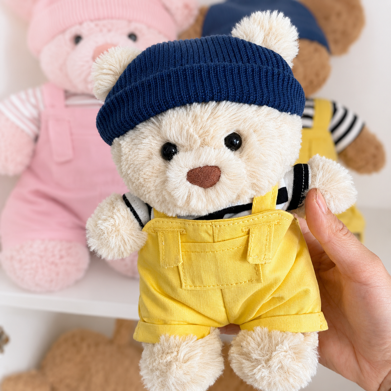 Handmade Cute Teddy Bear Sailor Outfit Set 3 Pieces, Sailor Top Pants & Hat (Clothes Only)