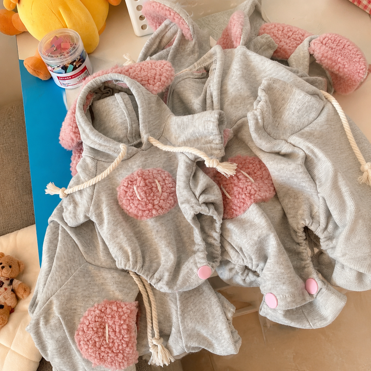 Cute Pig Plush Hoodie Jumpsuit Outfit – Handmade Stuffed Animal Clothes Only