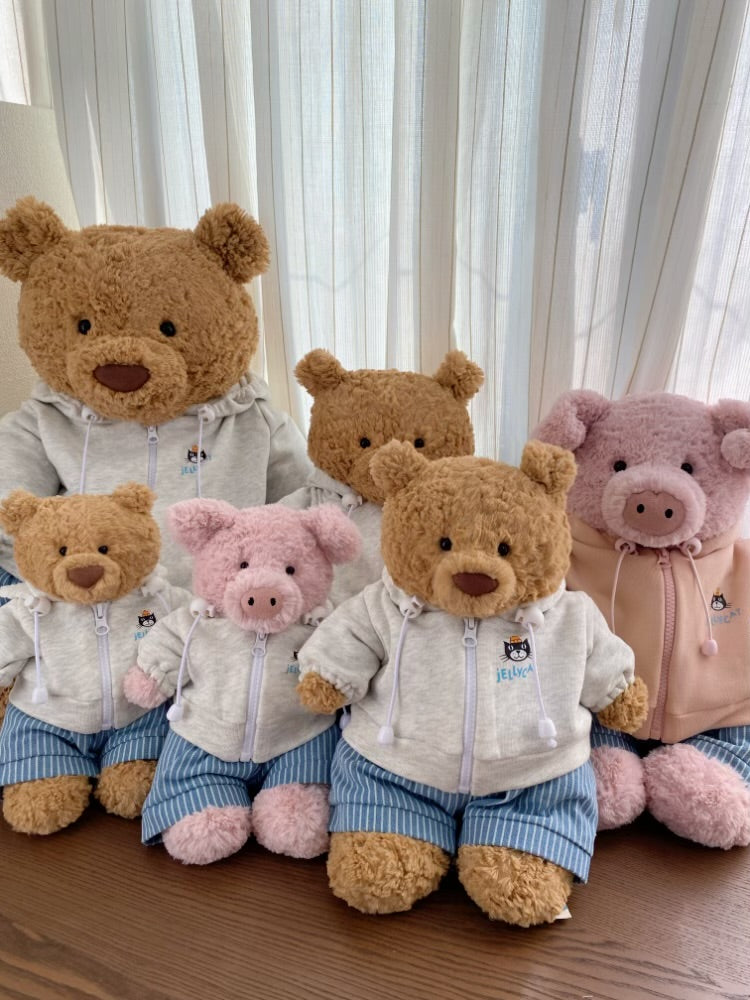 Handmade Bear & Pig Hoodie Jacket Set (Clothes Only, Plush Toy Not Included)