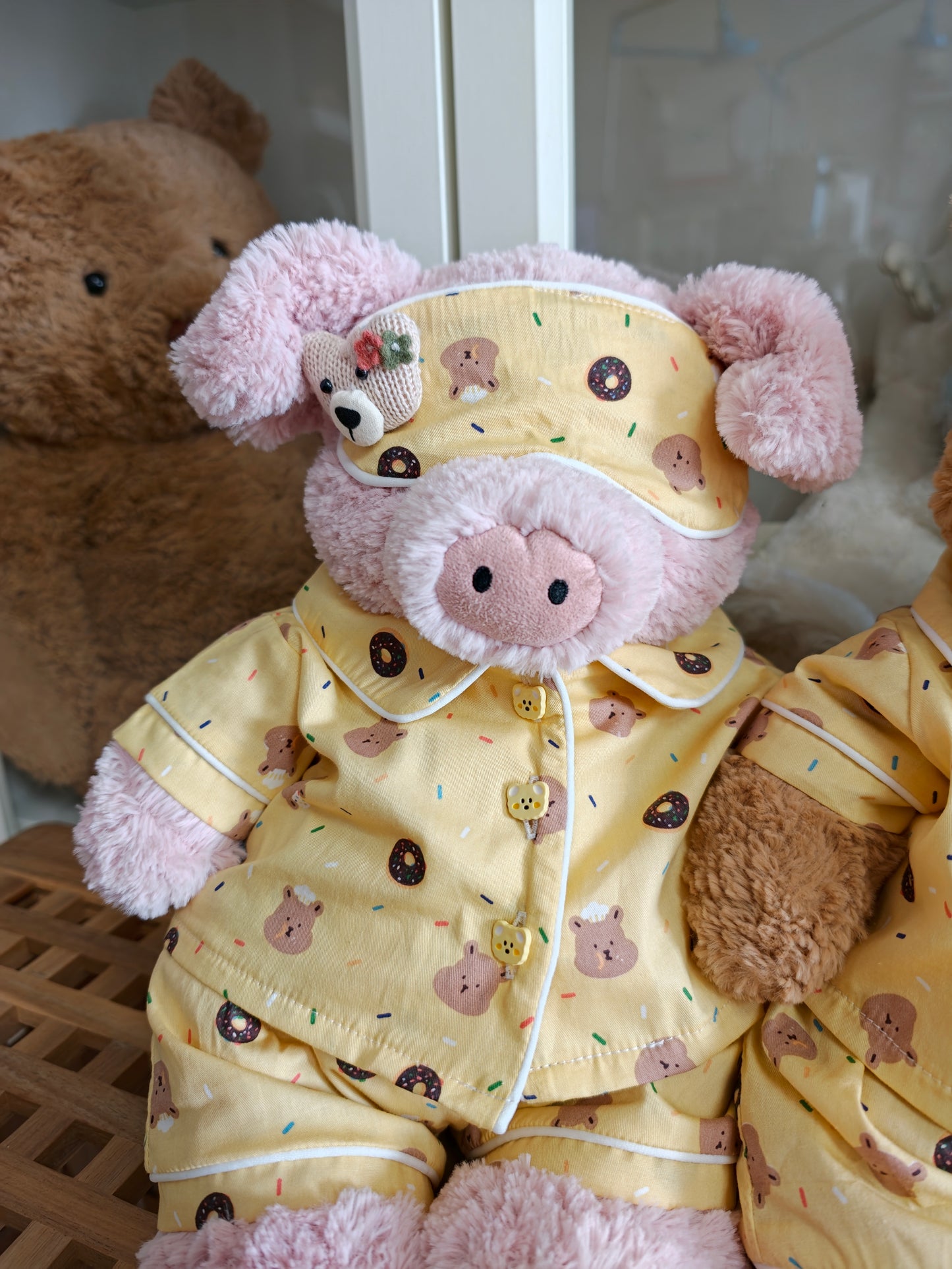 Handmade Teddy Bear Pajama Set with Sleep Mask | Plush Bear Clothes Only