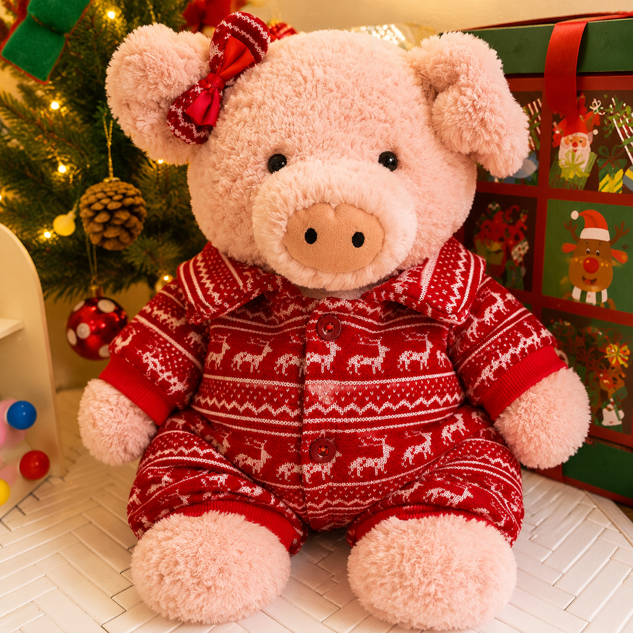 Handmade Christmas Red Knit Sweater Outfit for Teddy Bears | Cozy Holiday Plush Bear Clothes