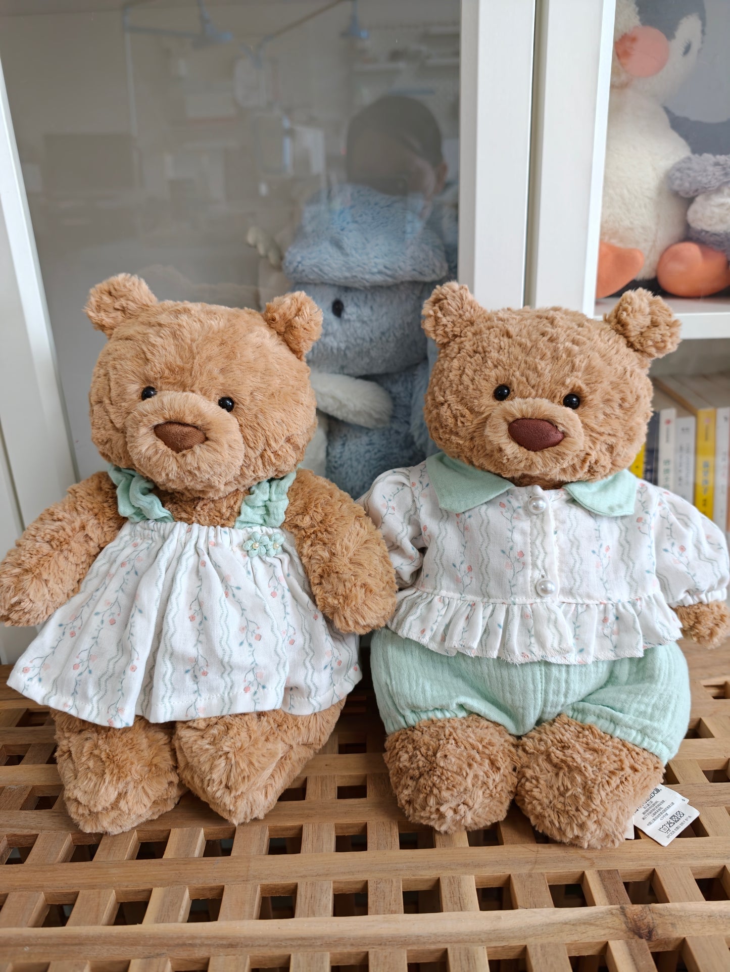 Cute Soft Teddy Bear Floral Dress Outfit Set – Clothes Only