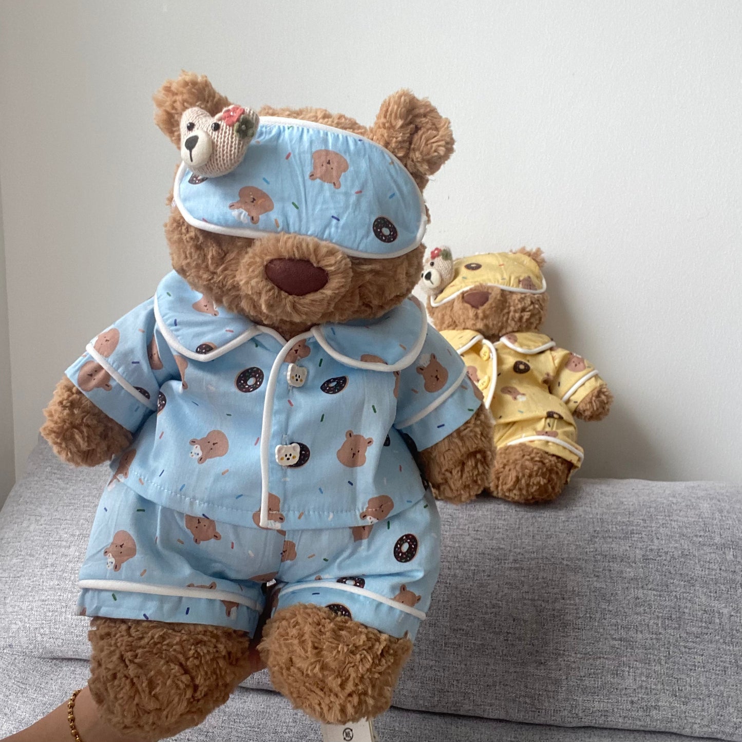 Handmade Teddy Bear Pajama Set with Sleep Mask | Plush Bear Clothes Only