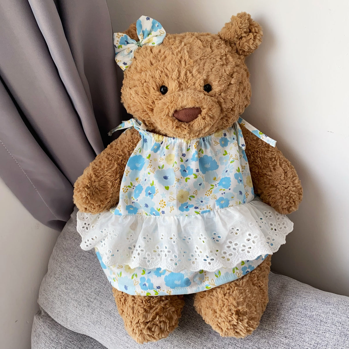 Cute Floral Tie Strap Dress for Plush Bears (Clothing Only, Bear Not Included)