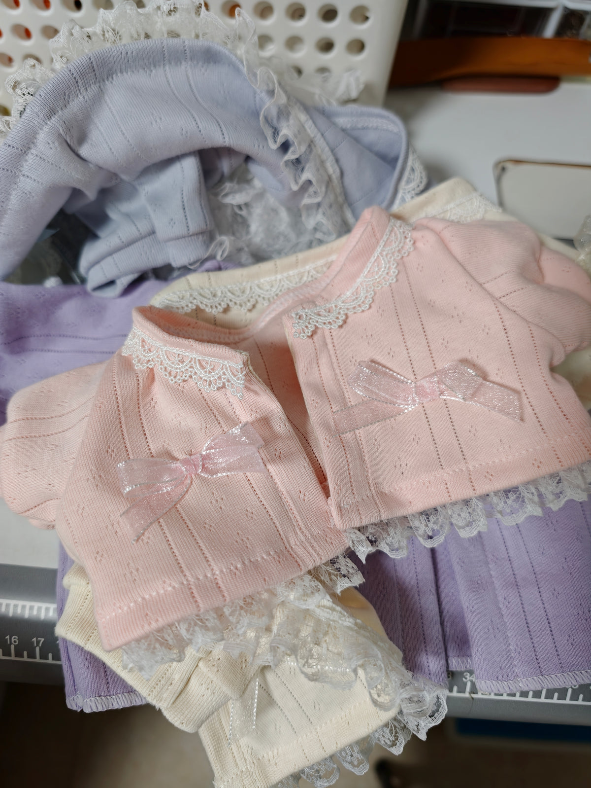 Handmade Cute Teddy Bear Cardigan & Lace Skirt Outfit Set (Clothing Only, Plush Toy Not Included)