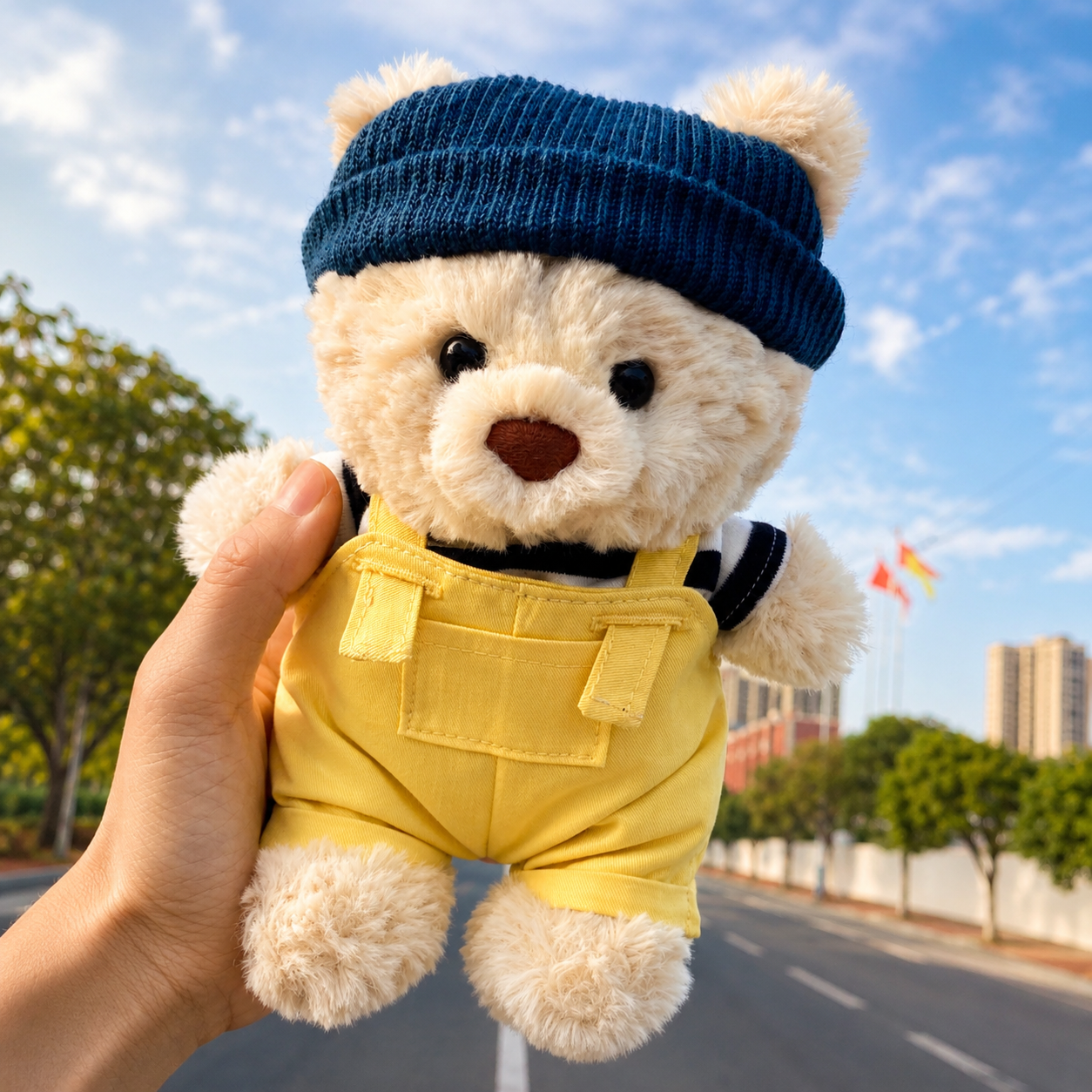 Handmade Cute Teddy Bear Sailor Outfit Set 3 Pieces, Sailor Top Pants & Hat (Clothes Only)