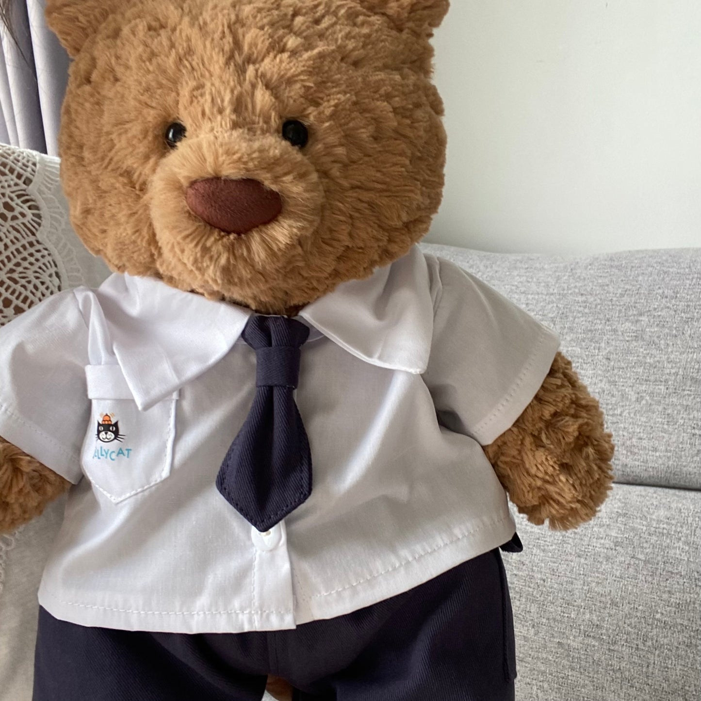 Handmade Cute Teddy Bear Shirt Uniform Outfit Set – Clothing Only, Plush Toy Not Included