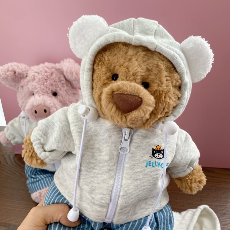 Handmade Bear & Pig Hoodie Jacket Set (Clothes Only, Plush Toy Not Included)