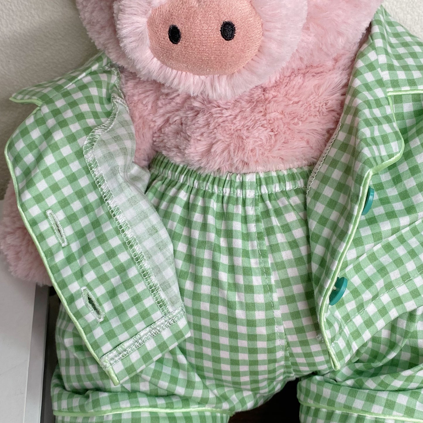 Cute Plaid Cartoon Pajama Set for Plush Bears (Clothing Only, Bear Not Included)