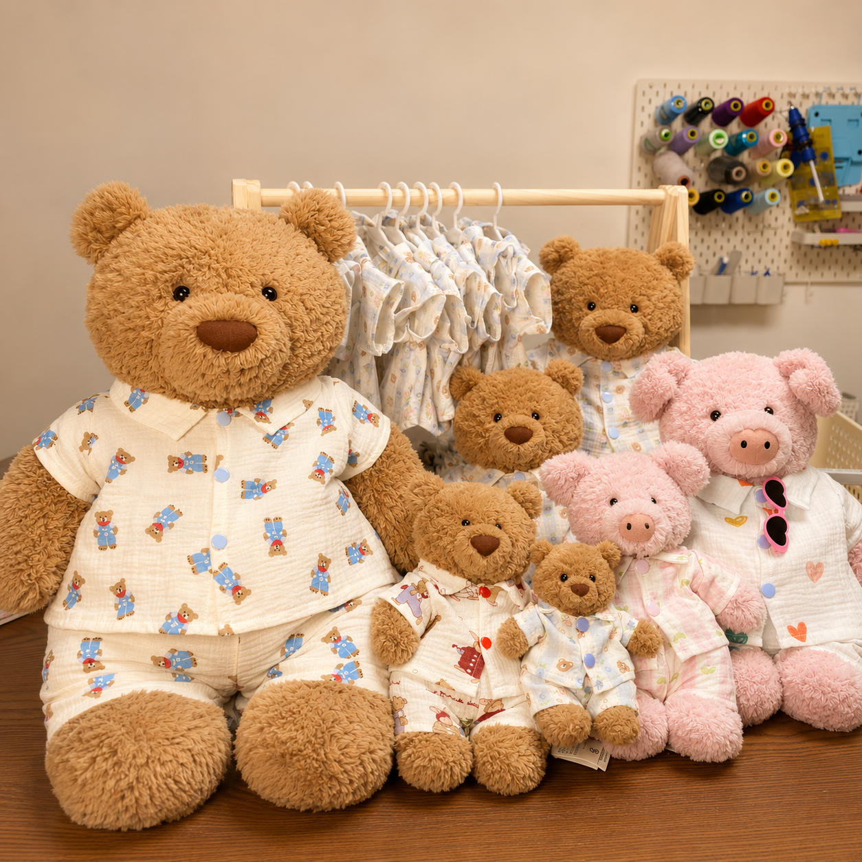 Handmade Cute Teddy Bear Pajama Set – Top & Shorts (Plush Toy Not Included)