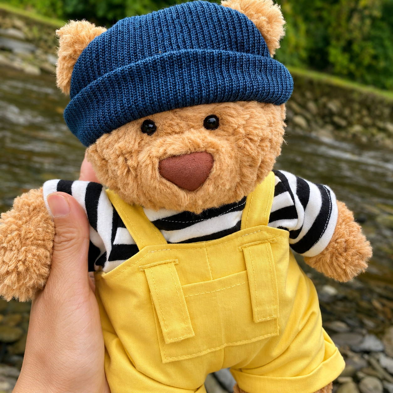 Handmade Cute Teddy Bear Sailor Outfit Set 3 Pieces, Sailor Top Pants & Hat (Clothes Only)