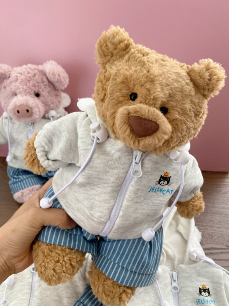 Handmade Bear & Pig Hoodie Jacket Set (Clothes Only, Plush Toy Not Included)