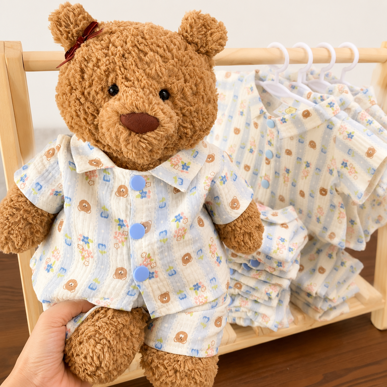 Handmade Cute Teddy Bear Pajama Set – Top & Shorts (Plush Toy Not Included)