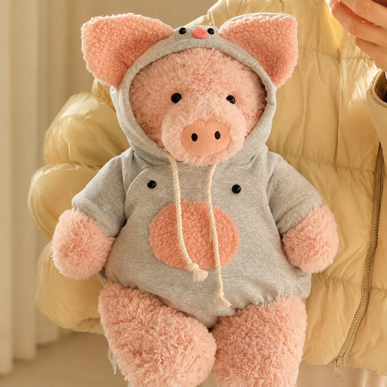 Cute Pig Plush Hoodie Jumpsuit Outfit – Handmade Stuffed Animal Clothes Only