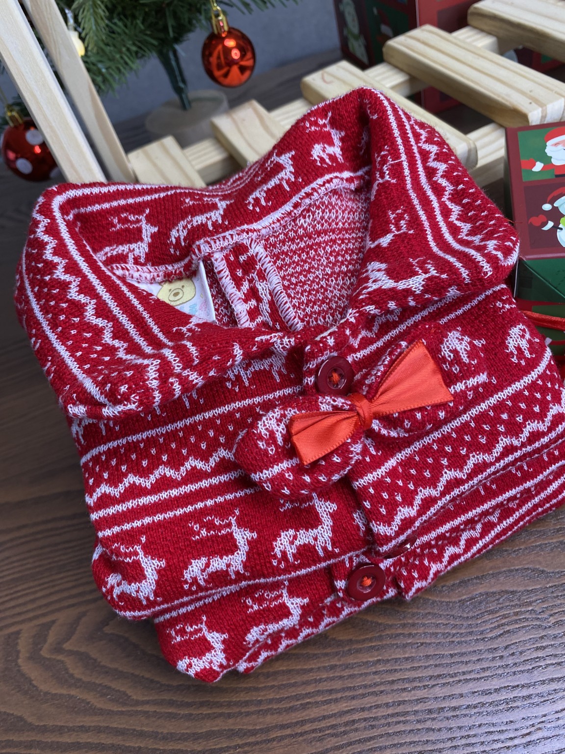 Handmade Christmas Red Knit Sweater Outfit for Teddy Bears | Cozy Holiday Plush Bear Clothes