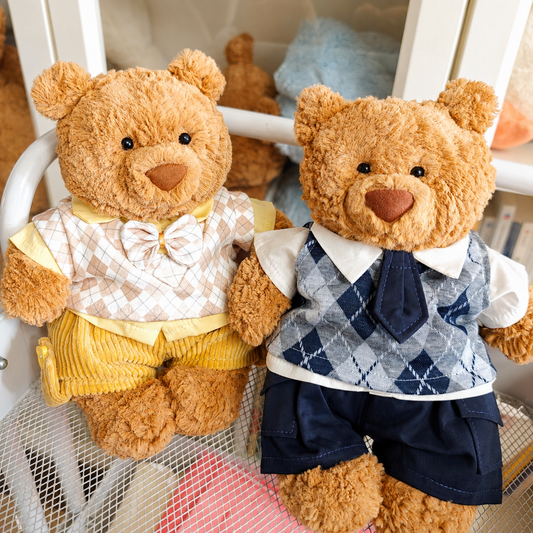 Handmade Cute Teddy Bear Academy Style 3-Piece Outfit Set (Clothing Only, Plush Toy Not Included)