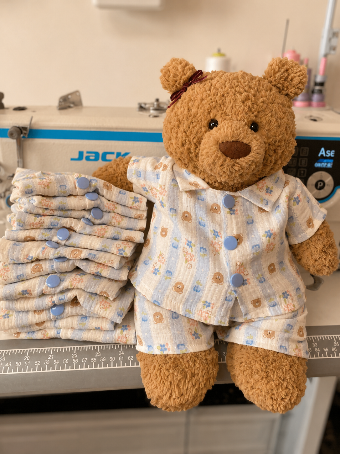 Handmade Cute Teddy Bear Pajama Set – Top & Shorts (Plush Toy Not Included)