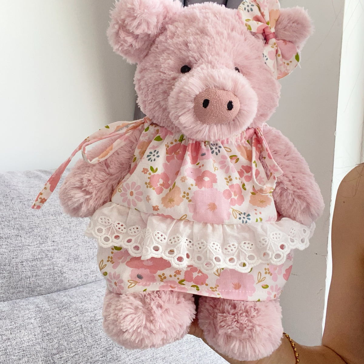 Cute Floral Tie Strap Dress for Plush Bears (Clothing Only, Bear Not Included)
