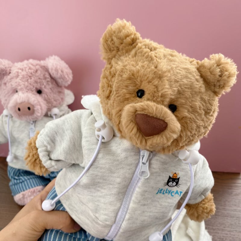 Handmade Bear & Pig Hoodie Jacket Set (Clothes Only, Plush Toy Not Included)