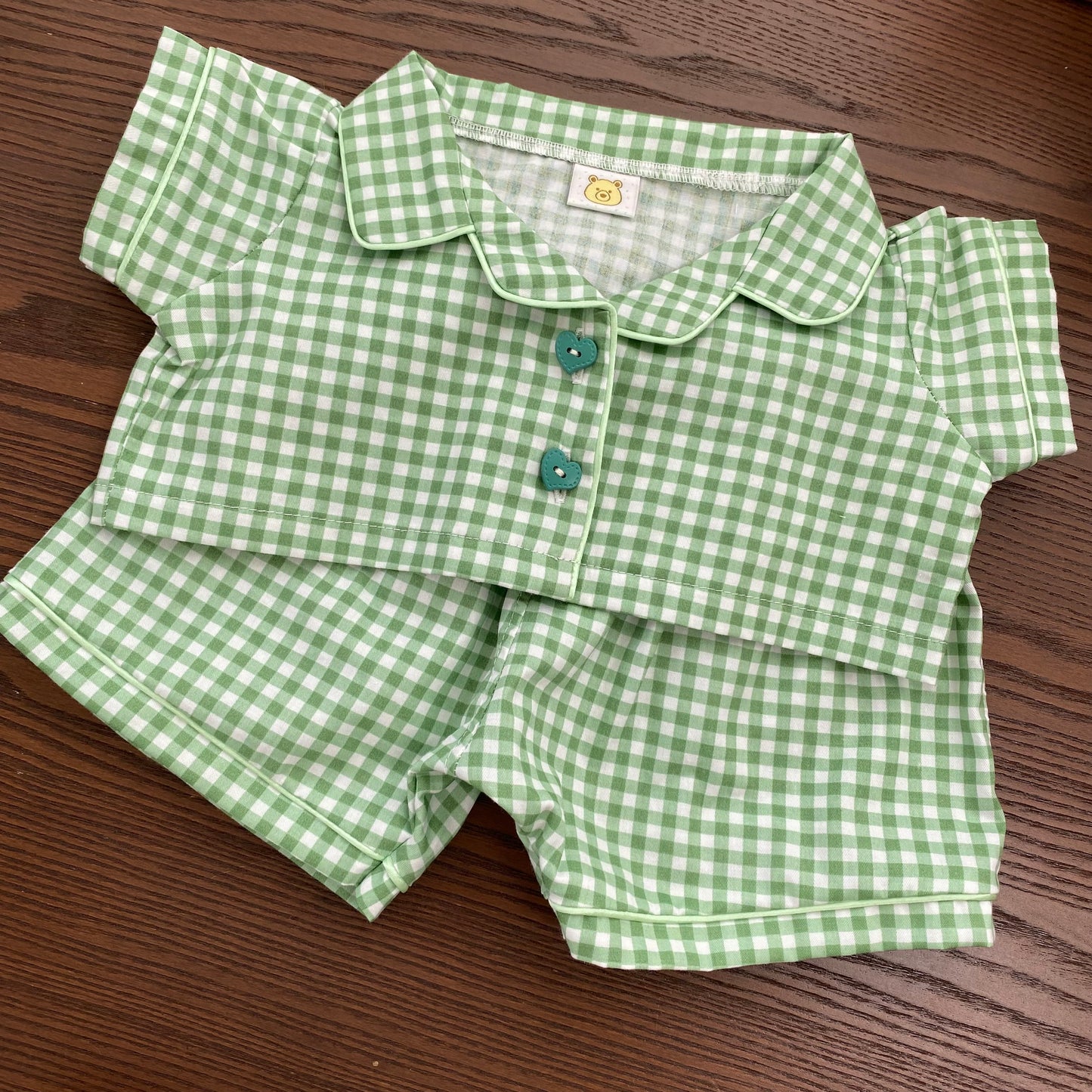 Cute Plaid Cartoon Pajama Set for Plush Bears (Clothing Only, Bear Not Included)