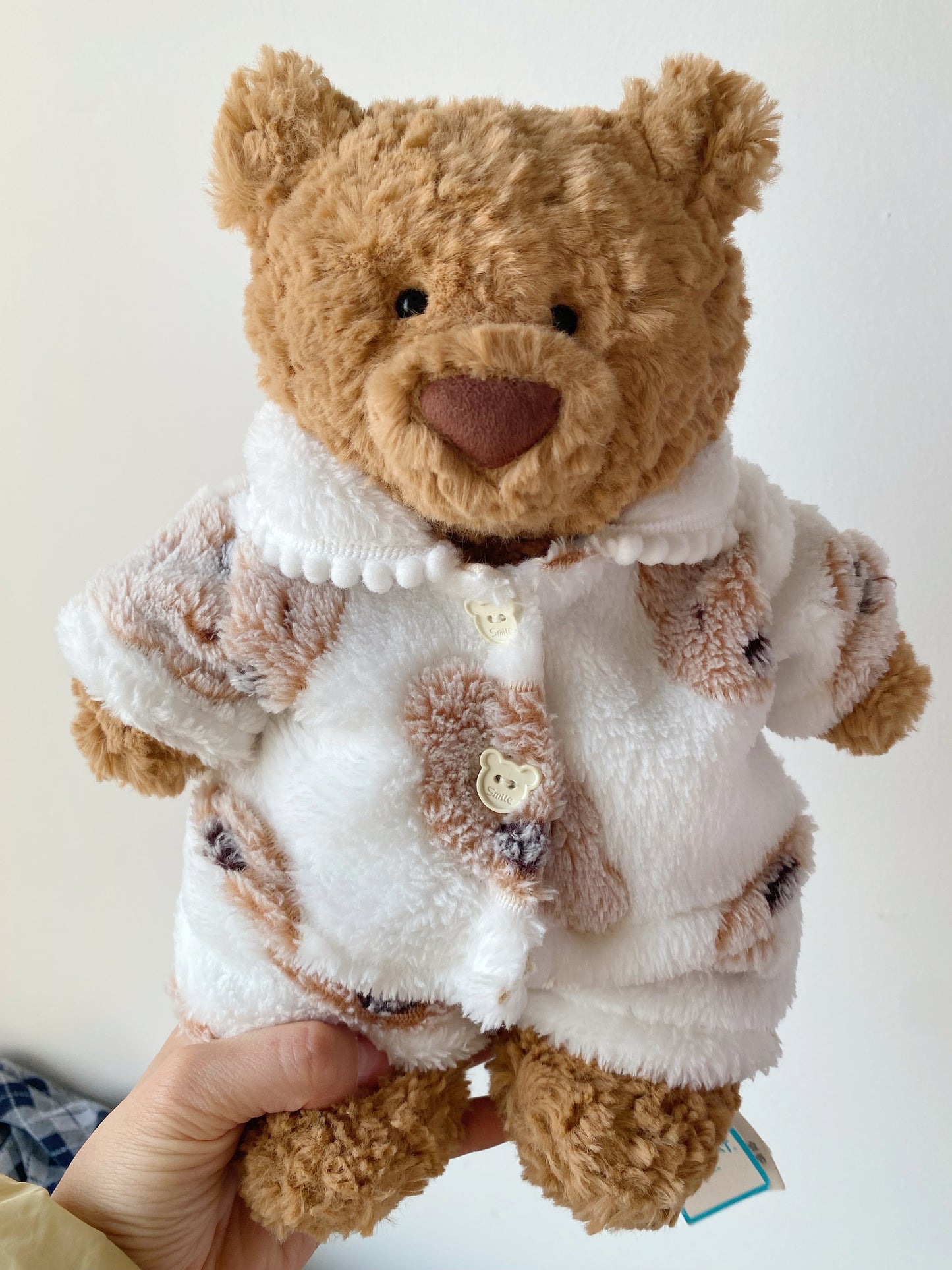 Handmade Teddy Bear Pajama Set with Brown Polka Dots & Bear Buttons | Cozy Plush Bear Clothes Only