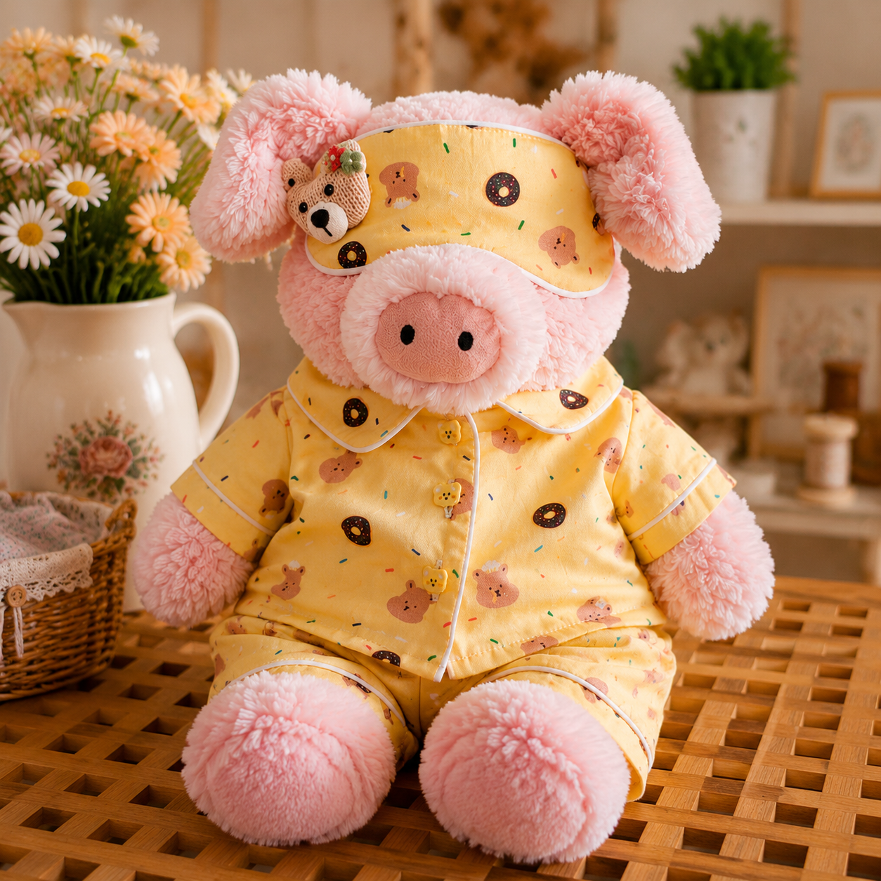 Handmade Teddy Bear Pajama Set with Sleep Mask | Plush Bear Clothes Only