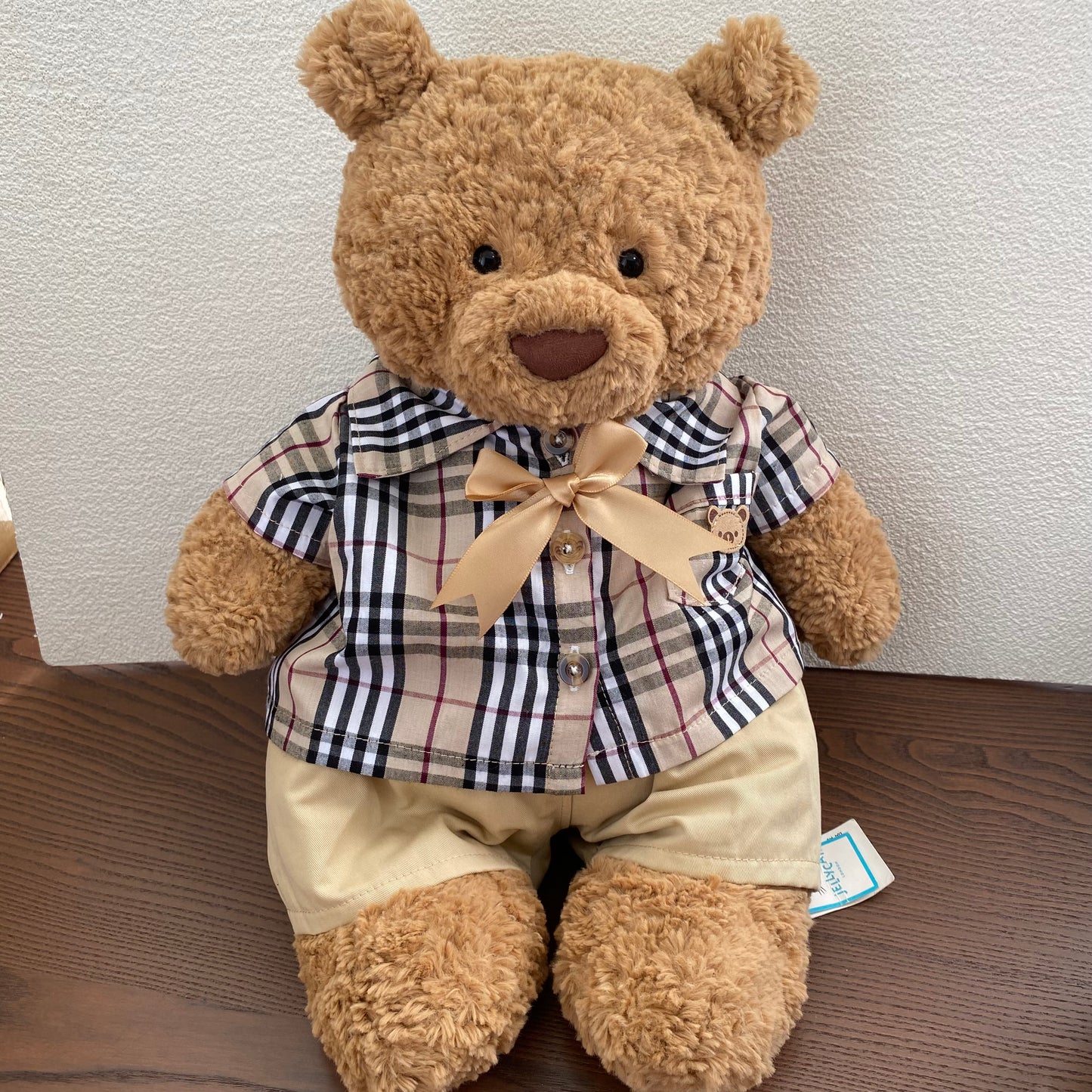 Handmade Plaid Shirt & Dress Outfit Set for Plush Bear and Pig | Teddy Bear Clothes Only
