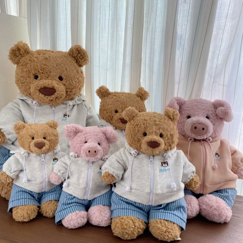 Handmade Bear & Pig Hoodie Jacket Set (Clothes Only, Plush Toy Not Included)