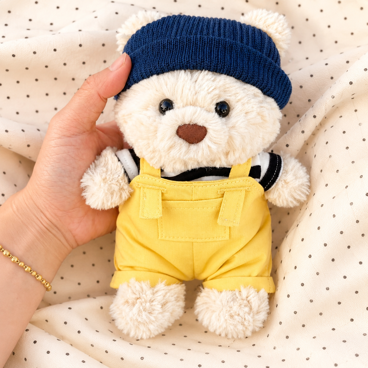 Handmade Cute Teddy Bear Sailor Outfit Set 3 Pieces, Sailor Top Pants & Hat (Clothes Only)