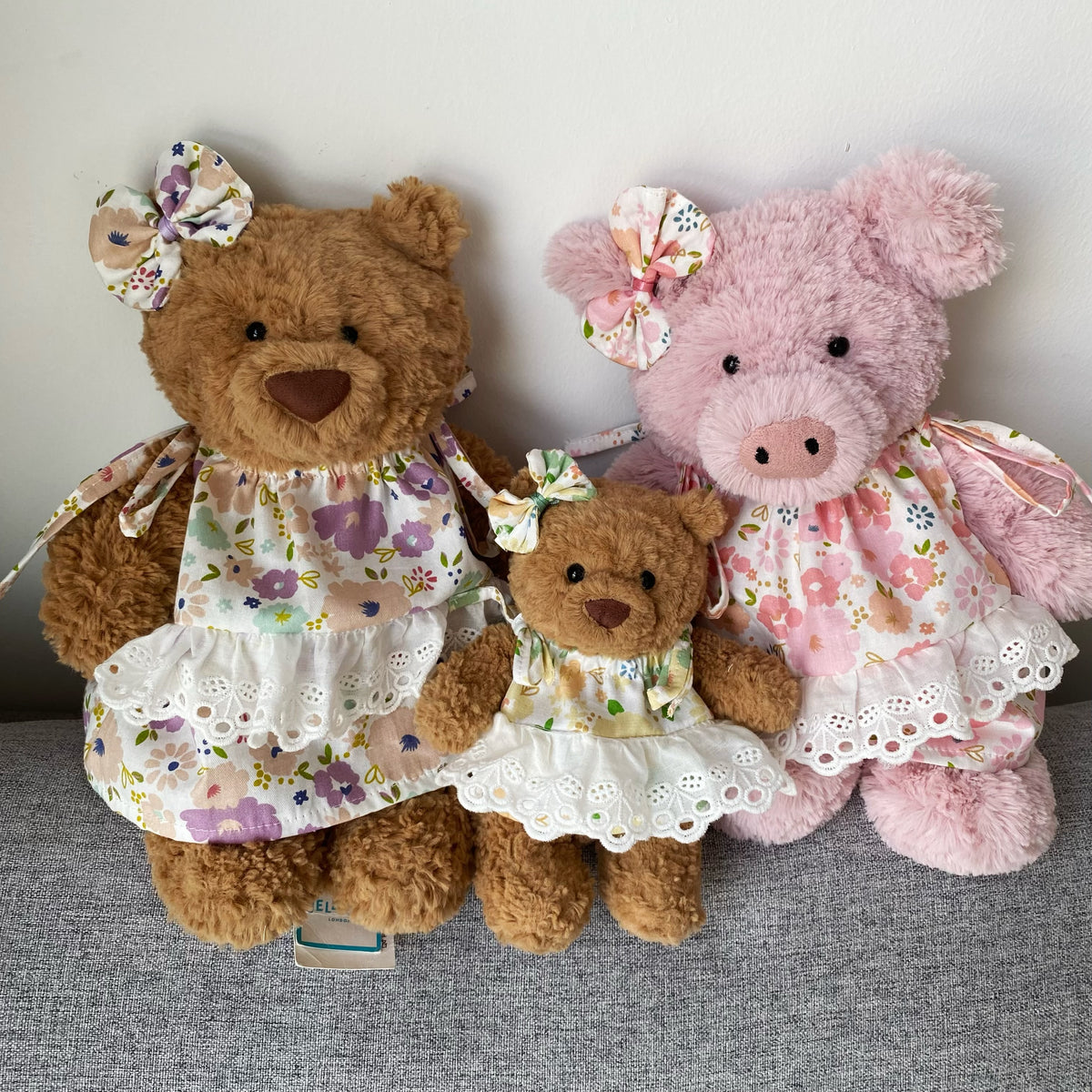 Cute Floral Tie Strap Dress for Plush Bears (Clothing Only, Bear Not Included)