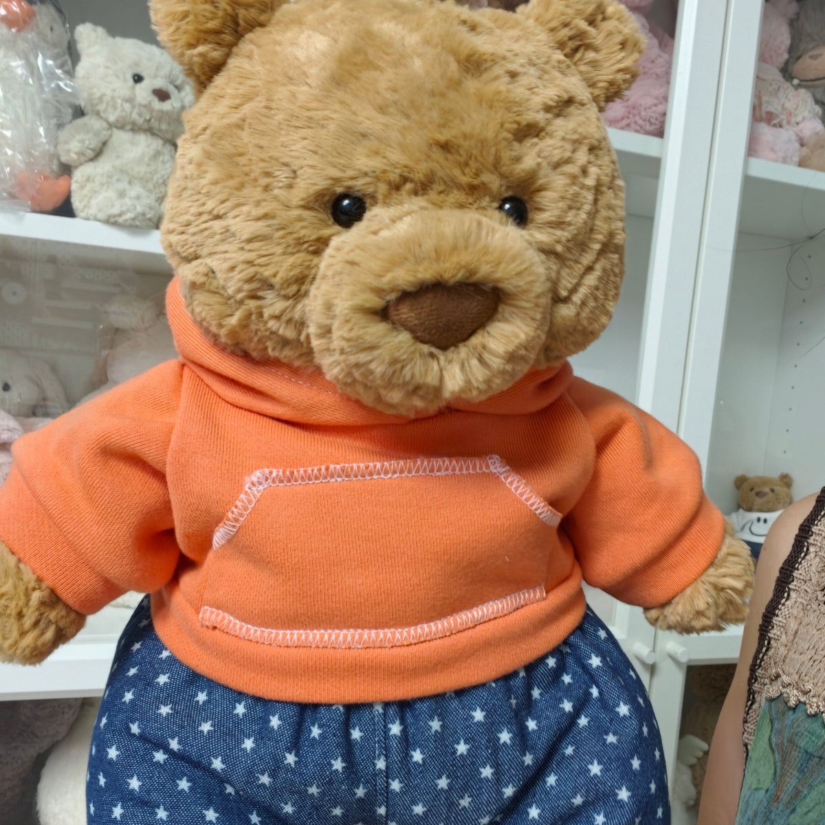 Handmade Cute Teddy Bear Hoodie & Star Shorts Set (Clothing Only, Plush Toy Not Included)