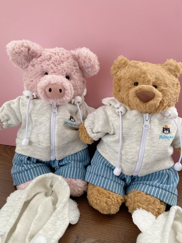 Handmade Bear & Pig Hoodie Jacket Set (Clothes Only, Plush Toy Not Included)