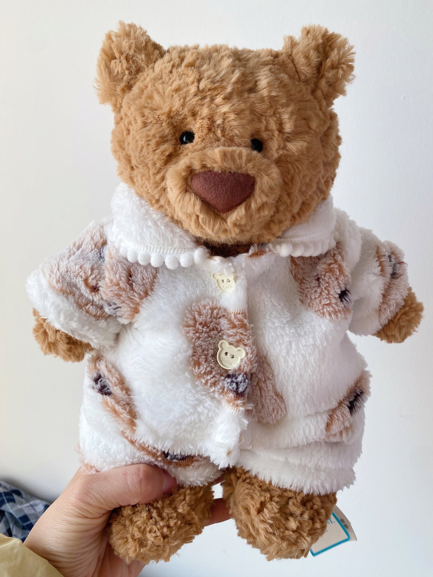 Handmade Teddy Bear Pajama Set with Brown Polka Dots & Bear Buttons | Cozy Plush Bear Clothes Only