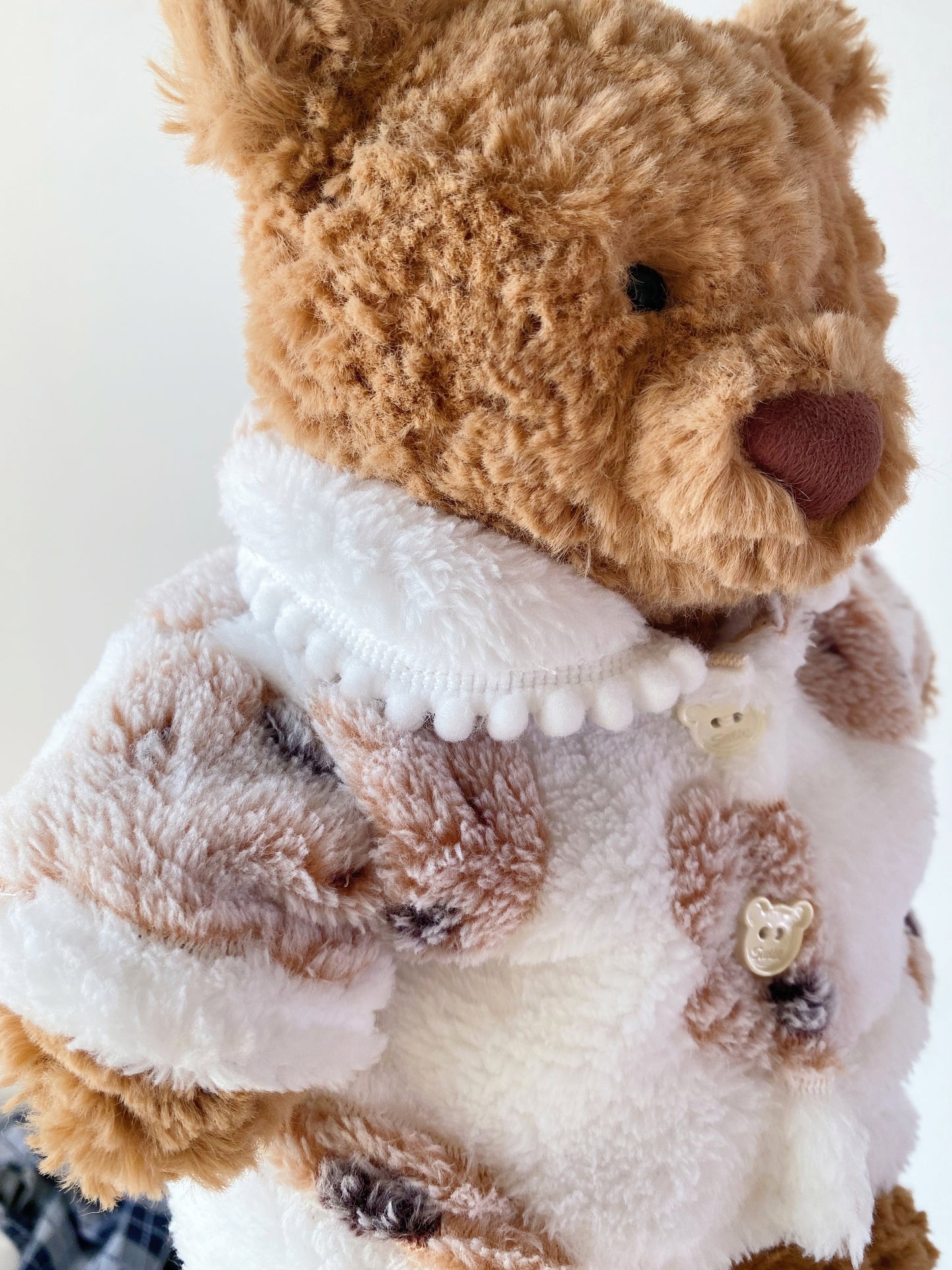 Handmade Teddy Bear Pajama Set with Brown Polka Dots & Bear Buttons | Cozy Plush Bear Clothes Only