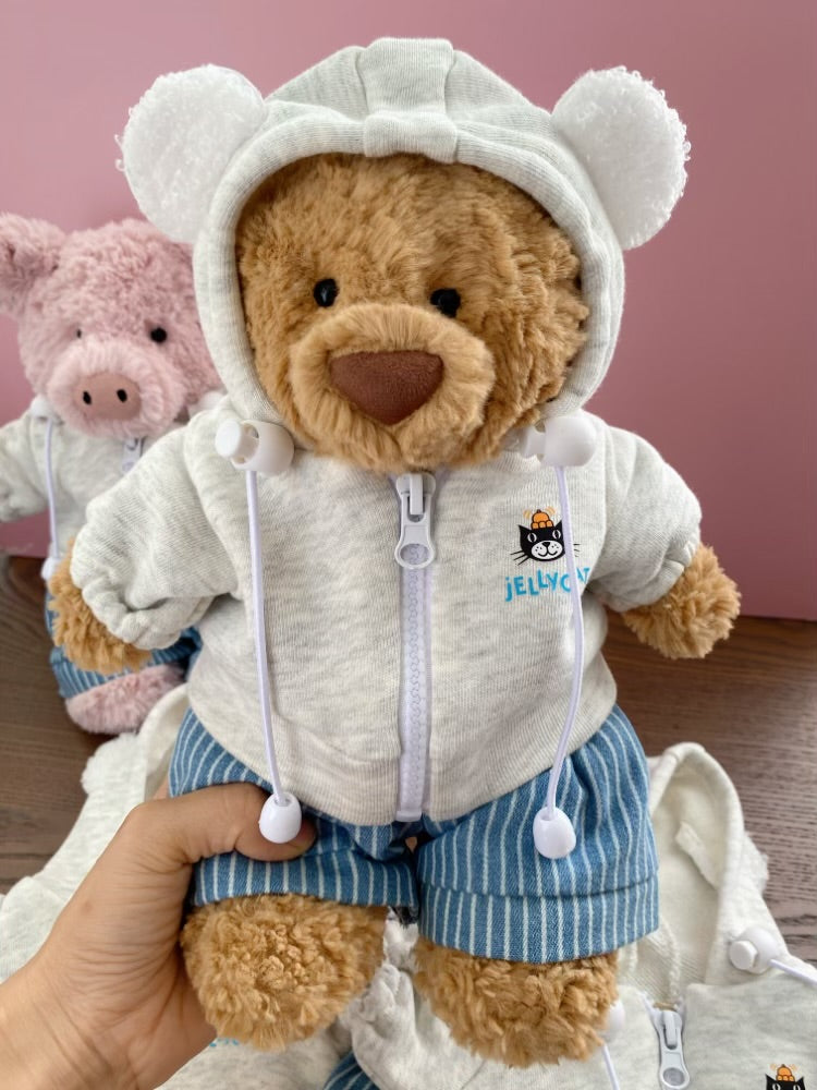 Handmade Bear & Pig Hoodie Jacket Set (Clothes Only, Plush Toy Not Included)