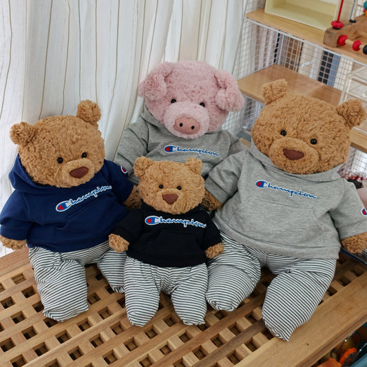 Handmade Cute Teddy Bear Hoodie Set – Plush Bear Outfit (Clothing Only)