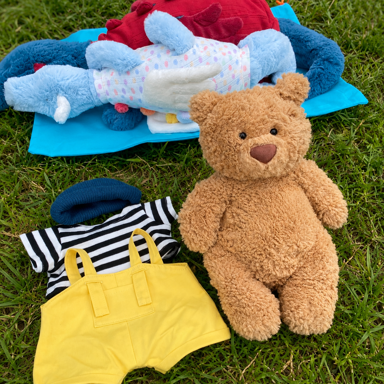 Handmade Cute Teddy Bear Sailor Outfit Set 3 Pieces, Sailor Top Pants & Hat (Clothes Only)